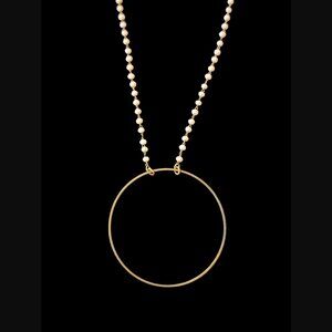 Julio Designs Antique Gold Natural Stone Bead 2" Open Circle Pendant Necklace